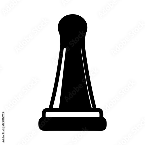 Black Silhouette of Chess Bishop Piece with Highlight, Black silhouette of a chess bishop piece featuring subtle highlights, isolated on a white background for clear visibility.
