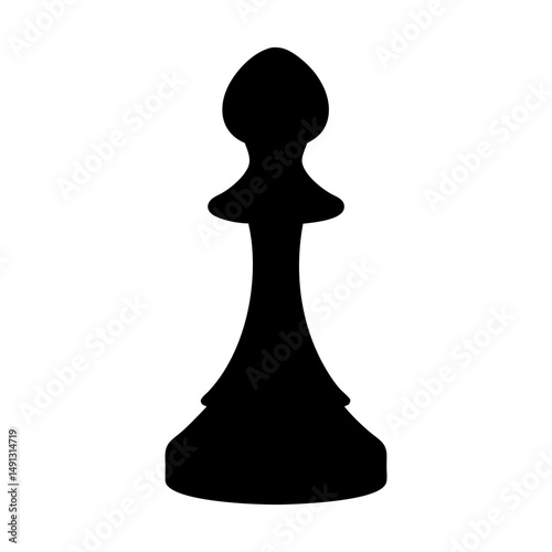 Black Silhouette of Chess Bishop Piece Icon, Simple black silhouette of a chess bishop piece, isolated on a white background, symbolizing strategic board game play.
