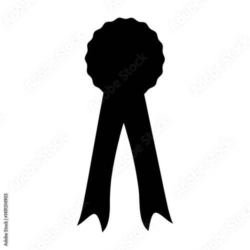 Elegant black rosette ribbon silhouette for awards, recognition, or decoration