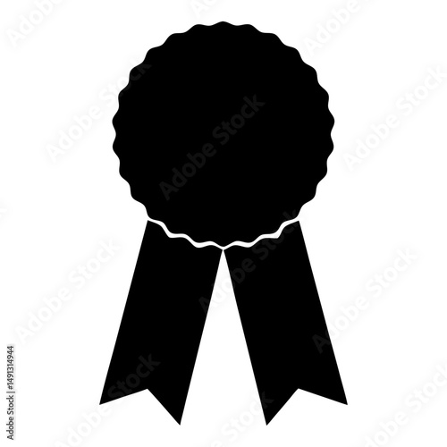 A bold black and white rosette ribbon award symbol of achievement