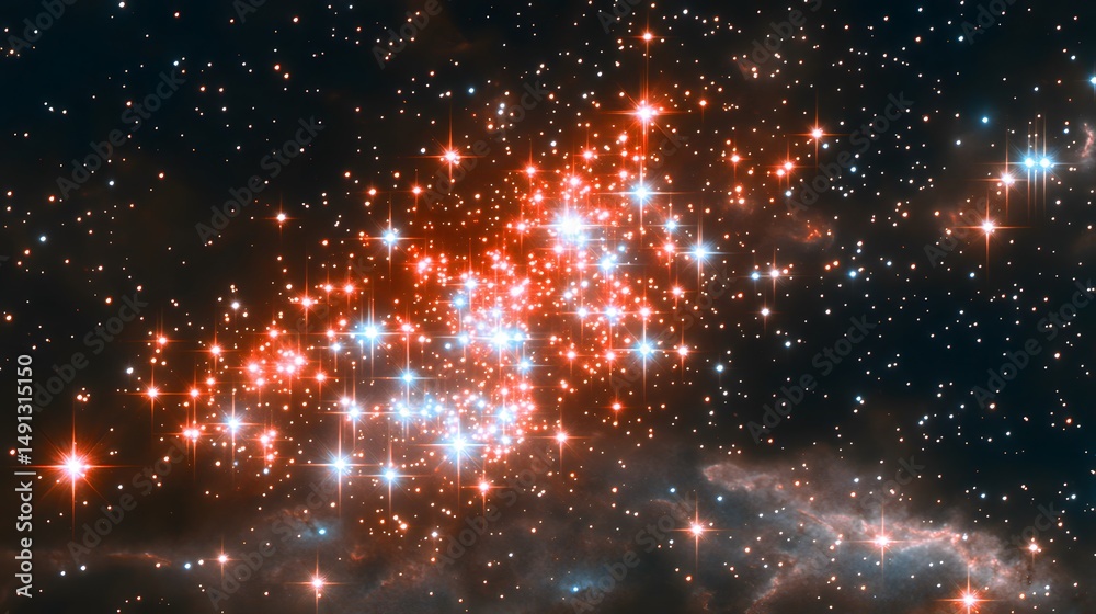 Fototapeta premium Vibrant Star Cluster Cosmic Nebula Space Background