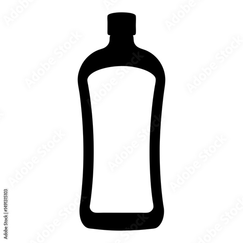 Black Silhouette of a Bottle, Illustrating Packaging and Product Design Concepts