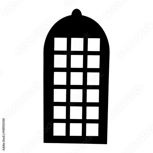 Silhouette of a cage with a domed top and square openings