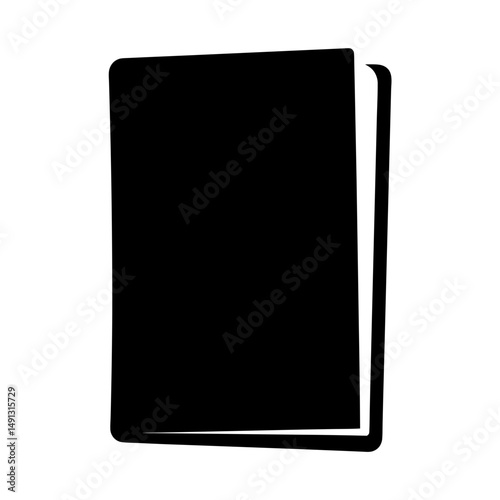 Simple black book icon with a partially open cover illustration