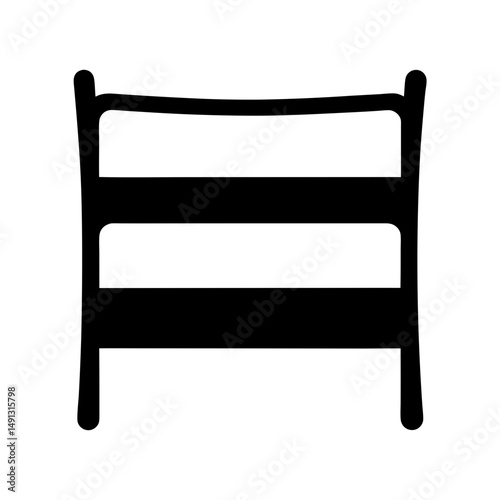 Silhouette of a simple modern wooden bed frame with two support bars