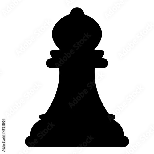 Simple black silhouette of a chess bishop with round top design