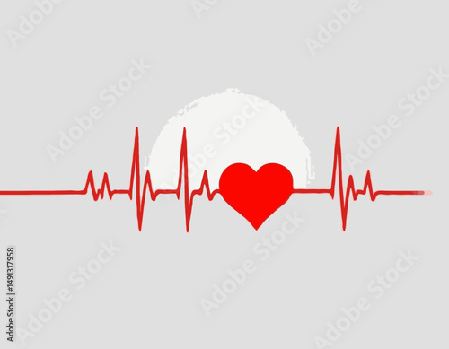 Red heartbeat line collection with heart symbol, cardiology, medical pulse, ECG, EKG design, healthcare clipart vector illustration, health monitoring, digital heartbeat graphics