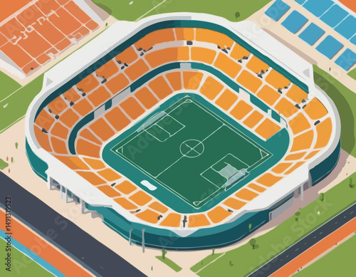 Sports stadium in the courtyard area - vector isometric illustration