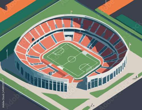 Sports stadium in the courtyard area - vector isometric illustration