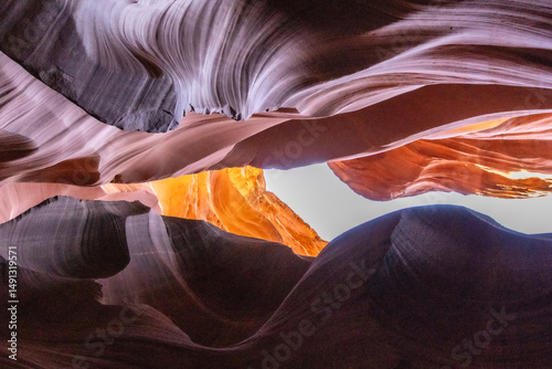 Colourful abstract sandstone formations in the desert walls