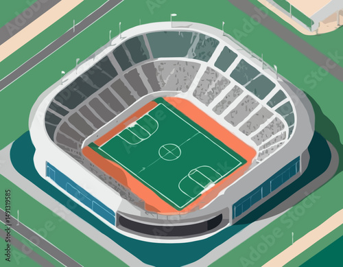 Sports stadium in the courtyard area - vector isometric illustration