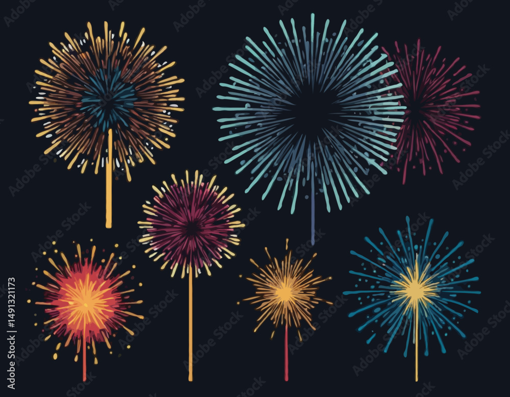 fireworks vector set