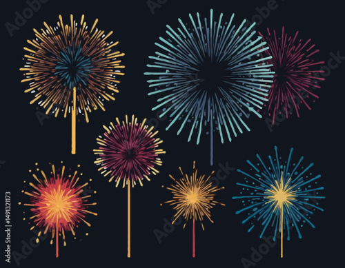 fireworks vector set