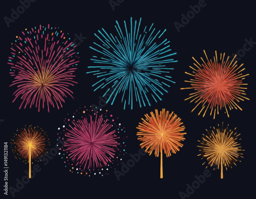 fireworks vector set