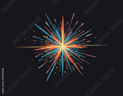 Transparent Fireworks Element. Sparkles Star. Radiance flash rays