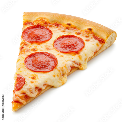 Isolated on white, a tasty Italian pizza with mozzarella and pepperoni offers a delicious meal photo