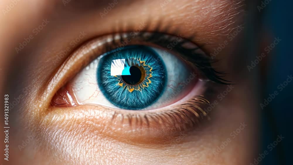 Vivid Gaze: The human eye, a mesmerizing display of intricate details, captivates with its intense blue iris, perfect representation of the human gaze. Vivid Gaze: The human eye, a mesmerizing display of intricate details, captivates with its intense blue iris, perfect representation of the human gaze.