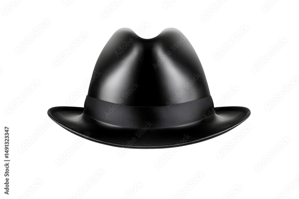 Fototapeta premium Vintage black fedora hat with ribbon, gangster era, cut out transparent
