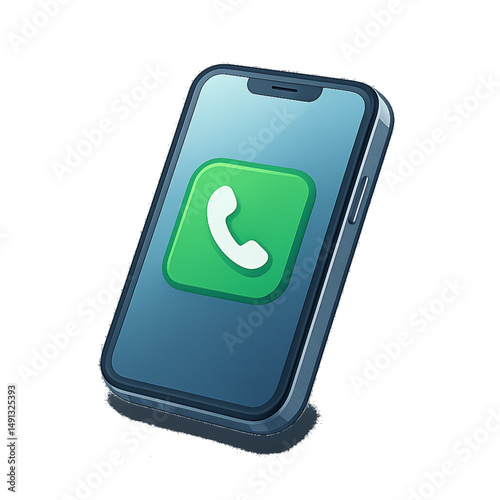 Modern Smartphone with Call Icon – 3D Isometric Illustration for Communication & Mobile App Design
