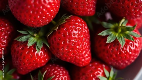 Wallpaper Mural Close-Up of Fresh Ripe Strawberries with Leaves Torontodigital.ca