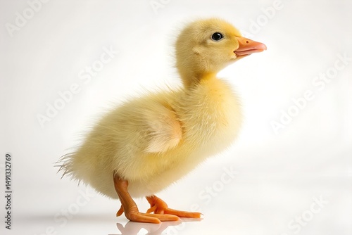 Adorable fluffy yellow duckling baby bird animal farm