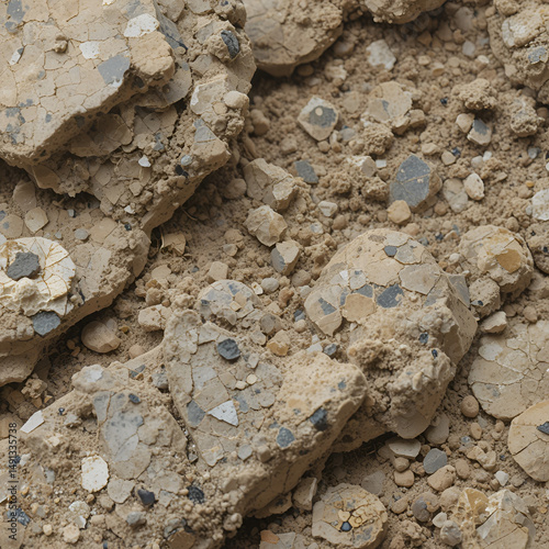 Petrified organic matter showing textures, shapes, and earth tone color palette