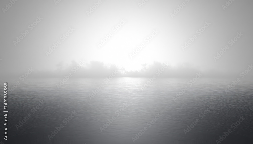Fototapeta premium Calm sea at dawn with soft mist above the water and a gentle brightening sky creating a peaceful and serene atmosphere