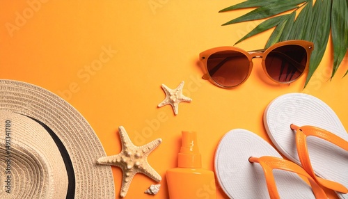 summer beach vacation concept, yellow orange nuance