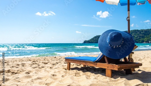  summer beach vacation concept, blue nuance