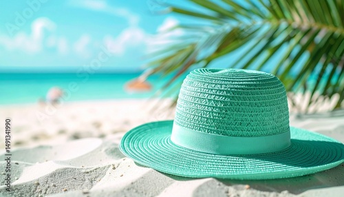  summer beach vacation concept, blue nuance