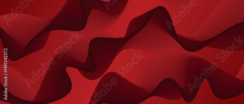 Abstract red background with red ribbon in the form of waves. Vector illustration of background