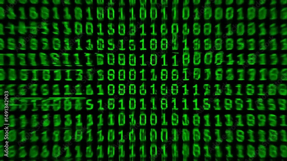 Binary Code Matrix - Futuristic Green Digital Code Scrolling Effect for Technology and Cyberpunk Themes