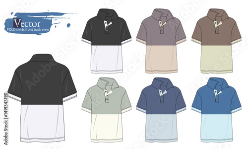 colorful polo shirts, POLO shirts front back view, mockup Tees, Short sleeve Polo shirt mock up, Set of templates colored polo shirts, collared shirt mockup, Blank polo shirt art.eps8