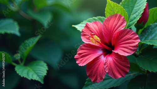 Bold, vibrant hibiscus & tropical leaves, jungle vibe, flowers, tropical, texture