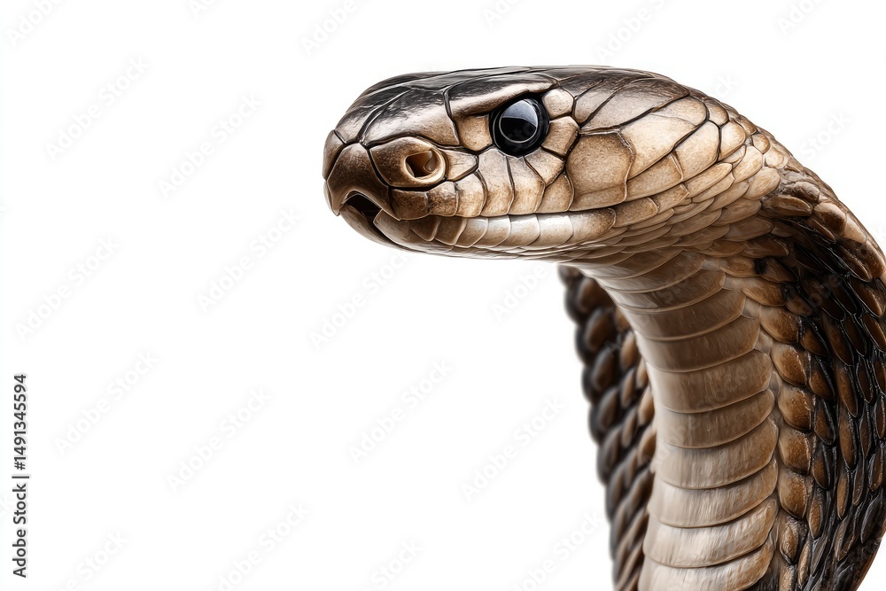 Fototapeta premium Close-up view of a venomous snake's head and neck.