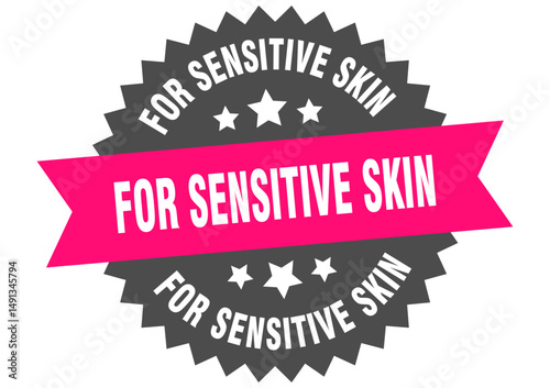 for sensitive skin. for sensitive skin round pink label isolated on transparent background