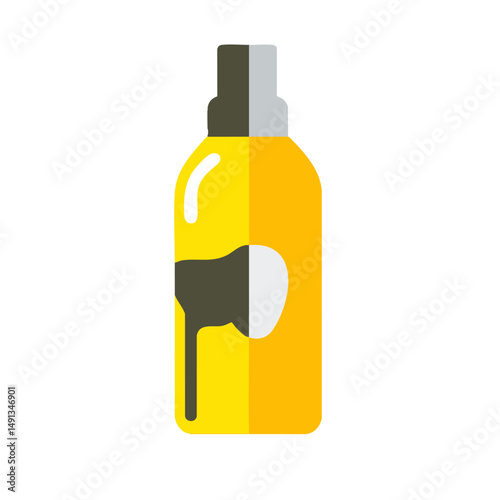 Flat minimal bold silhouette icon of sunscreen bottle yellow silhouette with a white accent detail health wellness icon