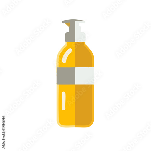 Flat minimal bold silhouette icon of sunscreen bottle yellow silhouette with a white accent detail health wellness icon