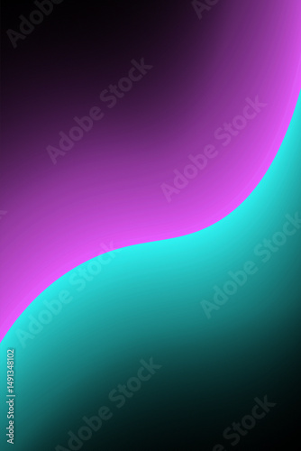 Abstract black background with blue and yellow gradient waves. Vector illustration of background.