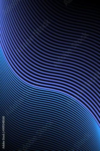 Abstract black background with blue lines and waves. Vector illustration backdrop.