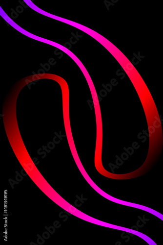 Abstract gradient element with lines on black background. Vector illustration of background.