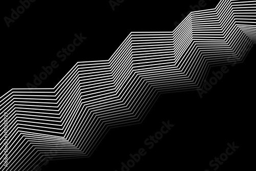 Abstract black background with white lines and straight shapes. Vector illustration of background.