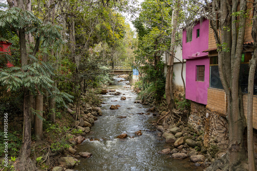 Raquira, Boyaca - Colombia. May 11, 2025. The Candelaria River flows through the center of the municipality. photo