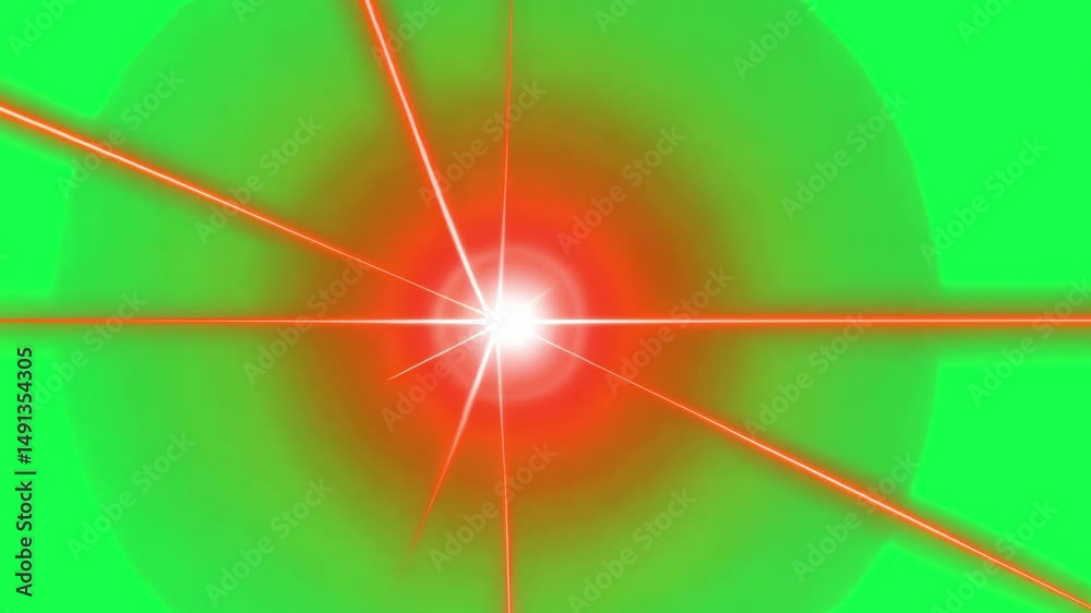 Vibrant glowing red light animation, transparent 4K video, green screen