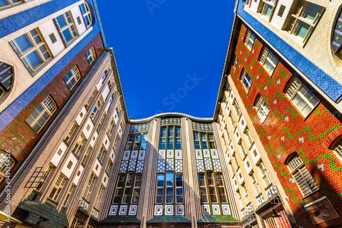 view of noble houses Hackesche Hoefe in the old city of Berlin in Germany