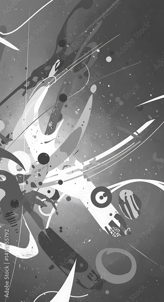 Obraz premium Grayscale Abstract: Dynamic Energy & Fluid Forms