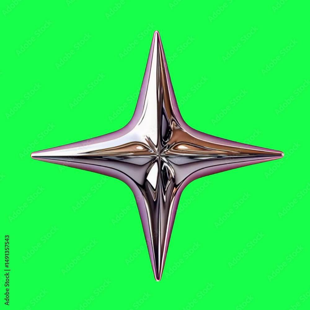 Futuristic metallic star shape animation, transparent 4K video, green screen Futuristic metallic star shape animation, transparent 4K video, green screen