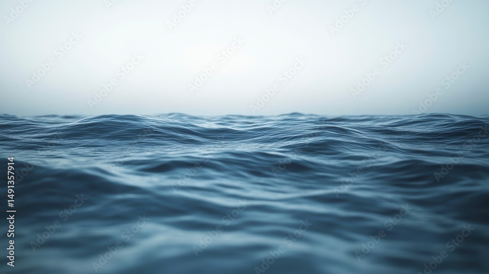 Fototapeta premium Calm ocean waves under a hazy sky.