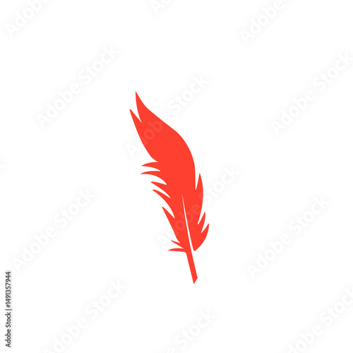 red feather vector icon