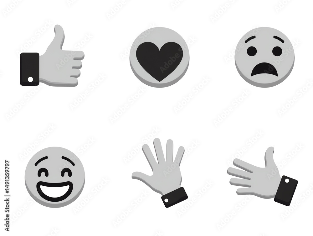 Obraz premium Expressive emoji hand gestures for communication.